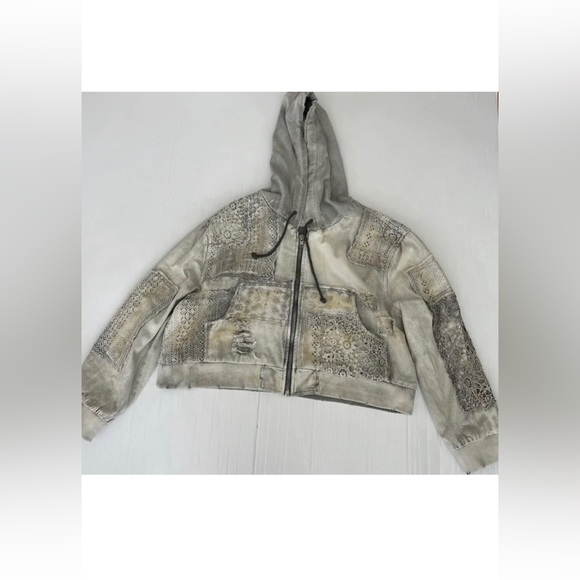 Fp Free People Mazzie Denim Bomber Hoodie Jacket NWOT - Picture 4 of 8